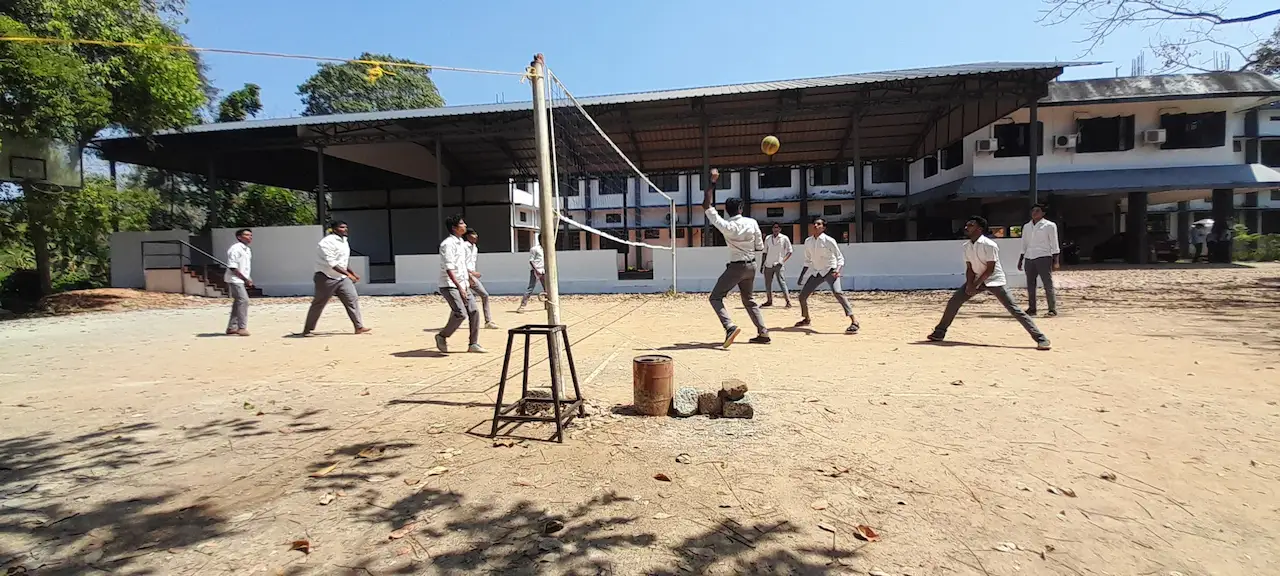 Image caption: playing volleyball